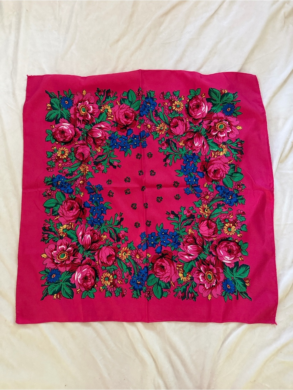 Bright Pink Floral Scarf - Women's Accessory